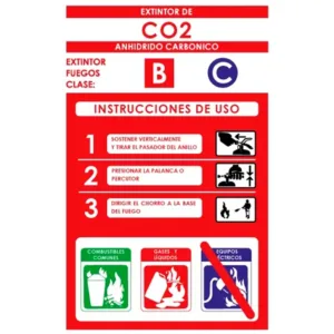 Etiqueta de extintor Co2 servidores eléctricos